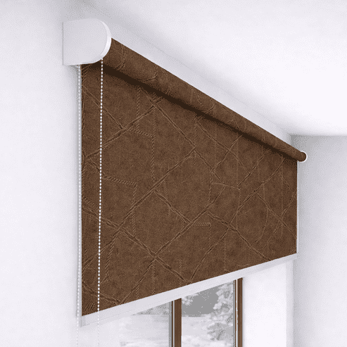 Premium Rich Brown Designer Textured Blackout Roller Blind UV Protected Window Shade Chain Operated Indoor Home Office