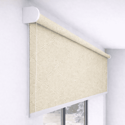 Premium Cream Designer Textured Blackout Roller Blind UV Protected Window Shade Chain Operated Indoor Home Office