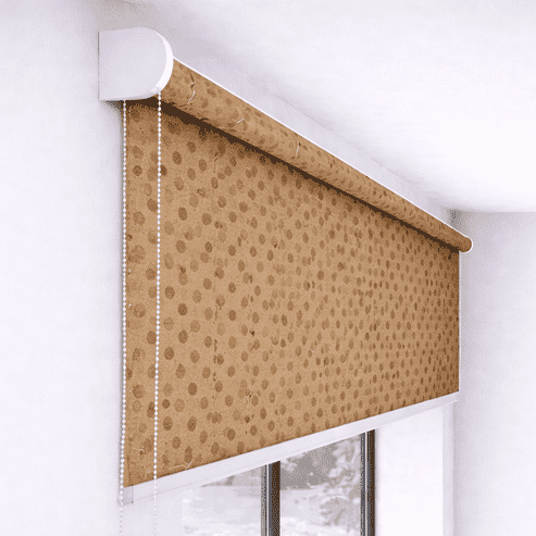 Premium Warm Brown Polka Dot Designer Blackout Roller Blind UV Protected Window Shade Chain Operated Indoor Home Office Curtain
