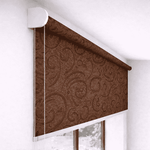 Premium Brown Embossed Designer Blackout Roller Blind UV Protected Window Shade Chain Operated Indoor Home Office