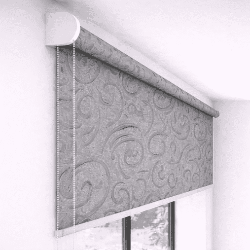 Premium Grey Embossed Designer Blackout Roller Blind UV Protected Window Shade Chain Operated Indoor Home Office