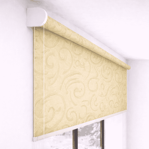 Premium Cream Embossed Designer Blackout Roller Blind UV Protected Window Shade Chain Operated Indoor Home Office