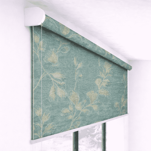 Premium Teal Floral Designer Blackout Roller Blind UV Protected Window Shade Chain Operated Indoor Home Office