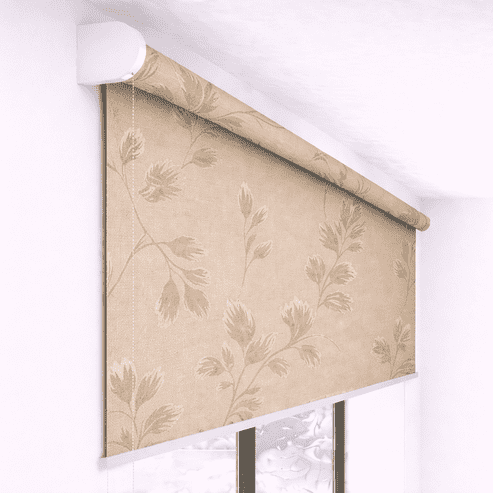 Premium Beige Floral Designer Blackout Roller Blind UV Protected Window Shade Chain Operated Indoor Home Office