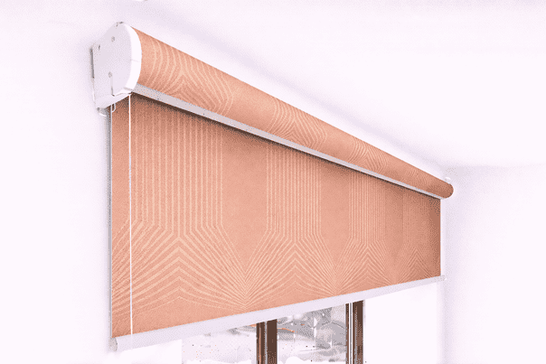 Premium Peach Geometric Designer Blackout Roller Blind UV Protected Window Shade Chain Operated Indoor Home Office