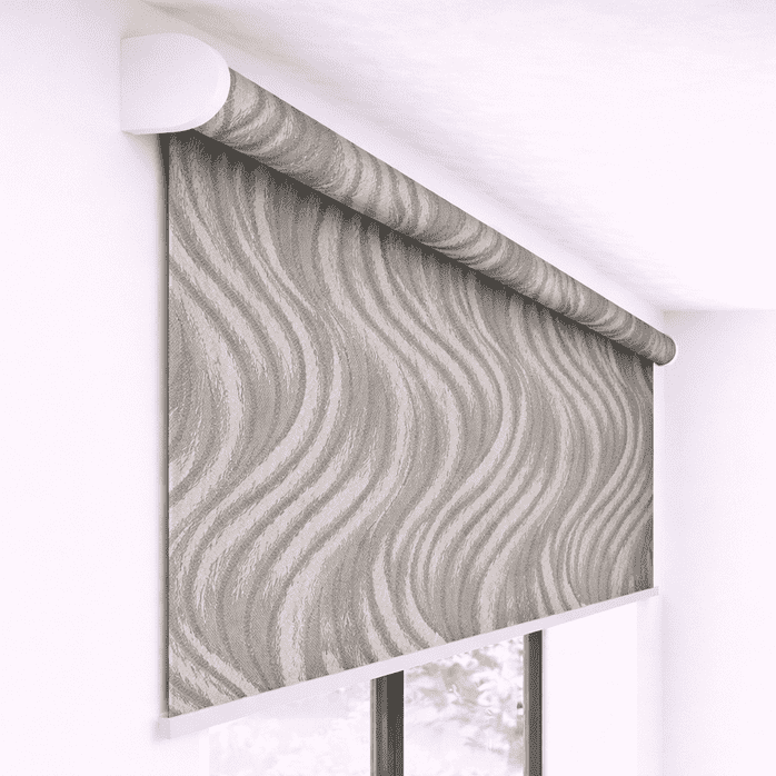 Premium Grey Wave Textured Designer Blackout Roller Blind UV Protected Window Shade Chain Operated Indoor Home Office Curtain