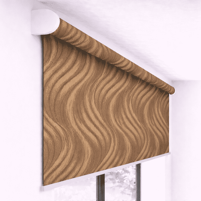 Premium Brown Wave Textured Designer Blackout Roller Blind UV Protected Window Shade Chain Operated Indoor Home Office Curtain