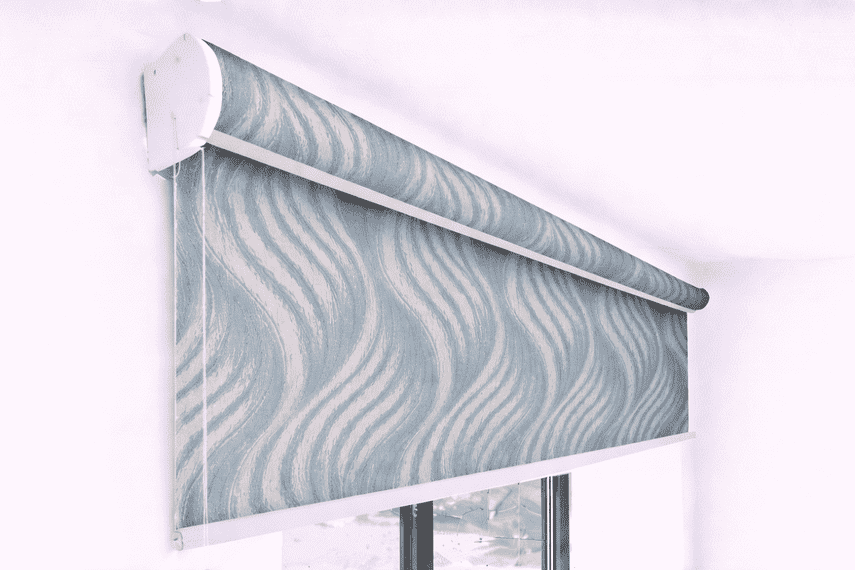 Premium Aqua Grey Wave Textured Designer Blackout Roller Blind UV Protected Window Shade Chain Operated Indoor Home Office Curtain