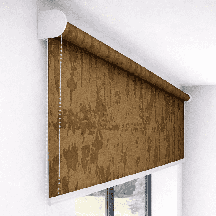 Premium Brown Rustic Texture Roller Blind Blackout UV Protected Window Shade Chain Operated Designer Modern Home Blind
