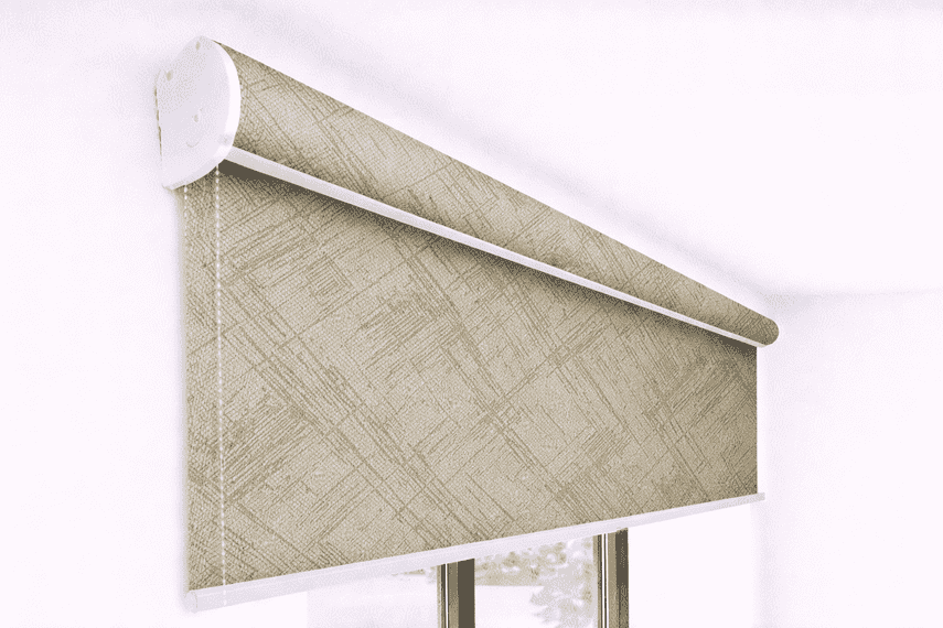 Premium Light Gold Cross Texture Roller Blind Blackout UV Protected Window Shade Chain Operated Designer Modern Blind