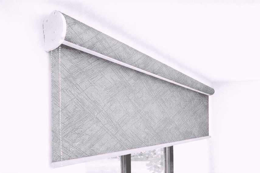 Premium Silver Grey Cross Texture Roller Blind Blackout UV Protected Window Shade Chain Operated Modern Designer Blind