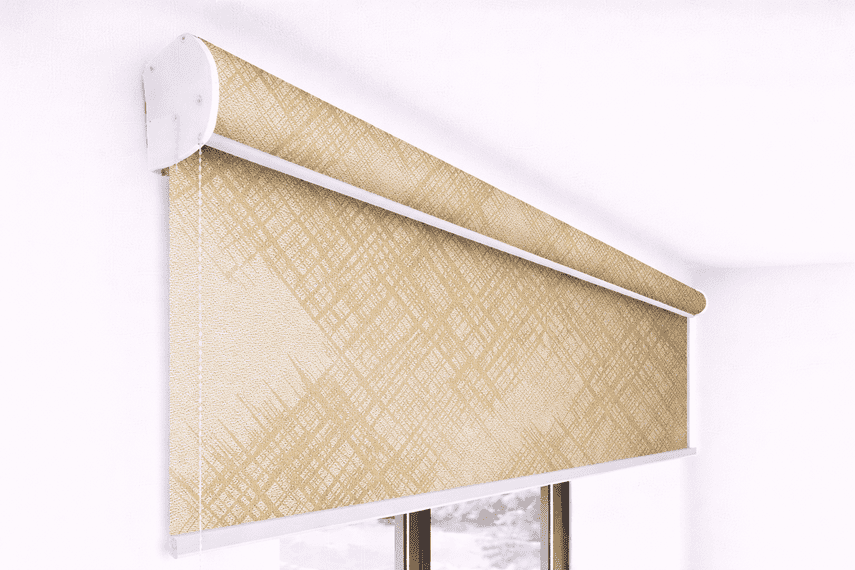 Premium Golden Cross Pattern Roller Blind Blackout UV Protected Window Shade Chain Operated Designer Modern Blind