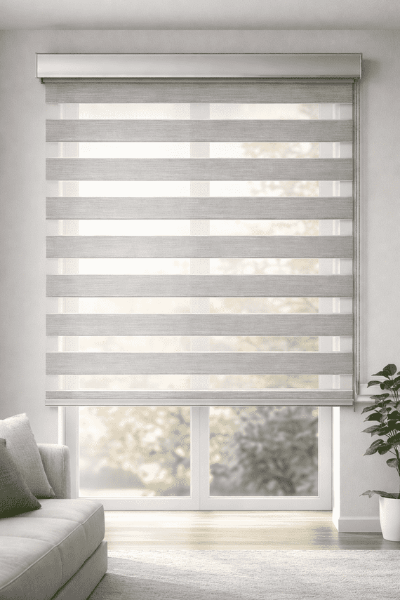 Premium Grey Zebra Blinds Day Night Dual Layer Roller Blind UV Protected Window Shade Chain Operated Modern Designer Blind