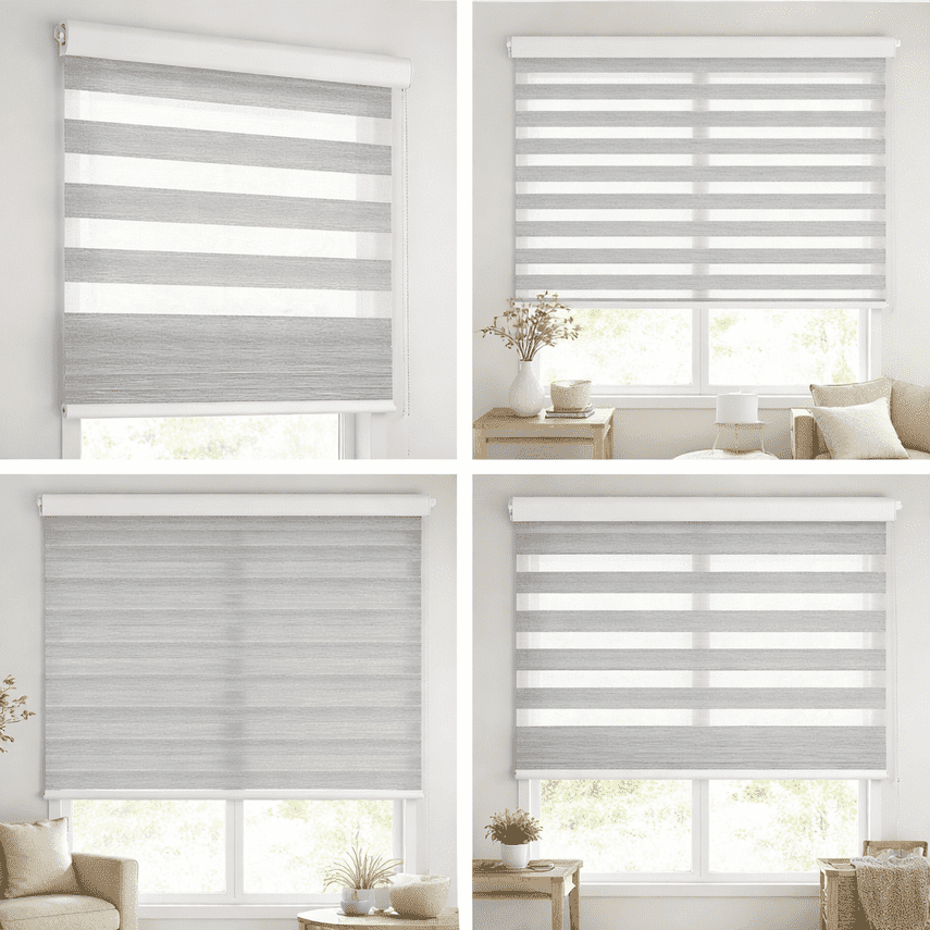 Premium Grey Zebra Blinds Day Night Dual Layer Window Blind UV Protected Chain Operated Modern Designer Shade