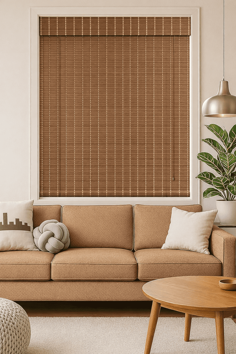 Premium Natural Brown Bamboo Roll Up Blind Wooden Window Shade Eco Friendly Reed Blind