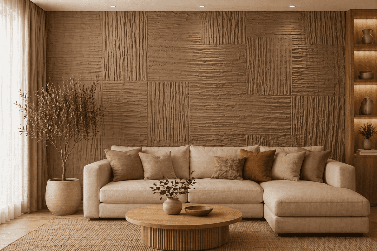 Luxury Rustic Brown Textured Wallpaper Abstract Wood Panel Design Premium Designer Wall Covering Living Room Feature Wall