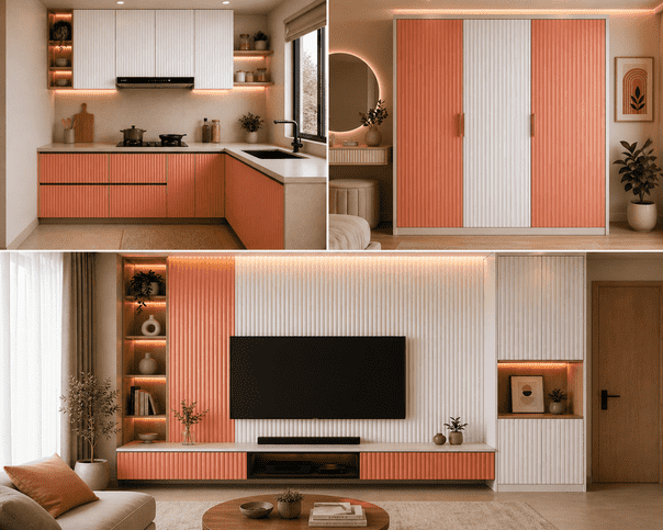 Complete 2 BHK Interior Set Package | Modular Kitchen, Sliding Wardrobes, TV Unit & Bedroom Furniture Combo | Turnkey Home Interior Solution