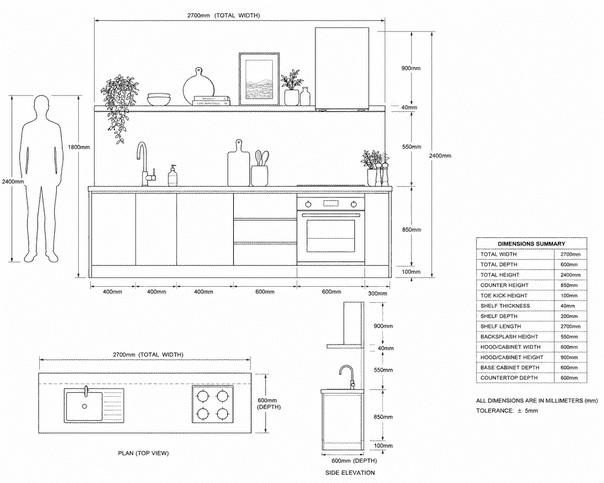 Modern Straight Modular Kitchen Design | Minimal Beige Matte Finish Cabinets with Wooden Shelf & Built-in Oven Setup | Premium Space-Saving Kitchen Solution 2