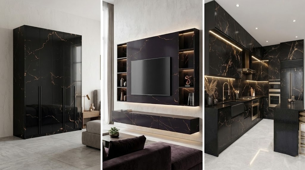 The Midnight Aurum Bespoke Interior Collection Elite Modular Suite for Kitchen, Living, & Bedroom