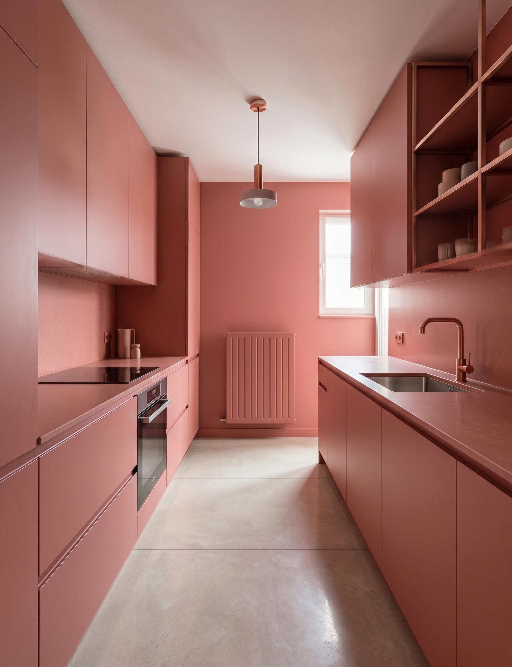 Terracotta Zen Boutique Kitchen – Monochrome Matte Modular Galley Suite