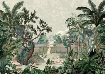 Tropical Jungle River Wilderness Wall Mural Wallpaper