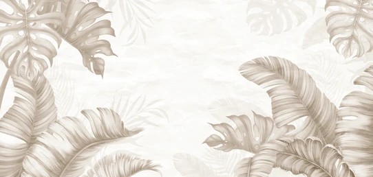 Minimalist Sepia Tropical Monstera & Banana Leaf Wallpaper