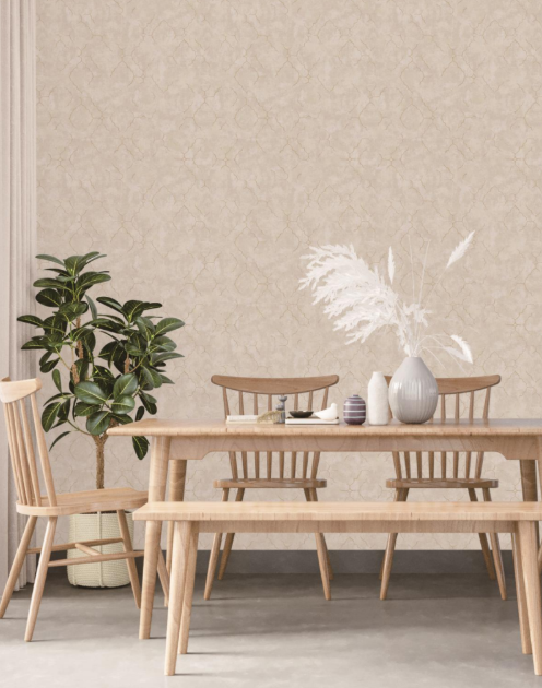 Modern Minimalist Textured Beige Geometric Wallpaper for Dining Room Glue -Adhesive