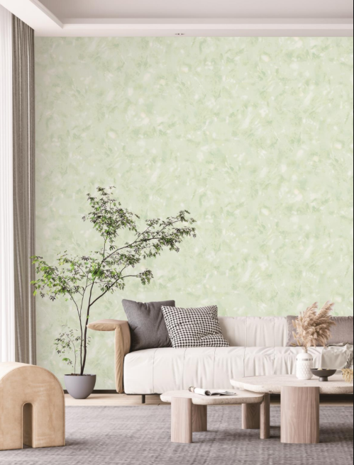 Luxury Sage Green Abstract Stucco Textured Venetian Plaster Wallpaper Glue -Adhesive