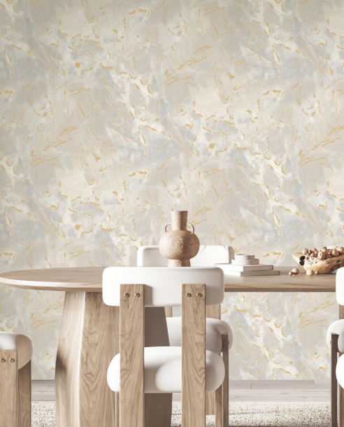 Luxury Calacatta Gold Marble Liquid Texture Abstract Wallpaper Glue -Adhesive