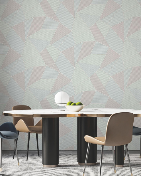 Luxury Modern Geometric Abstract Cubist Prism Mosaic Textured Wallpaper Glue -Adhesive