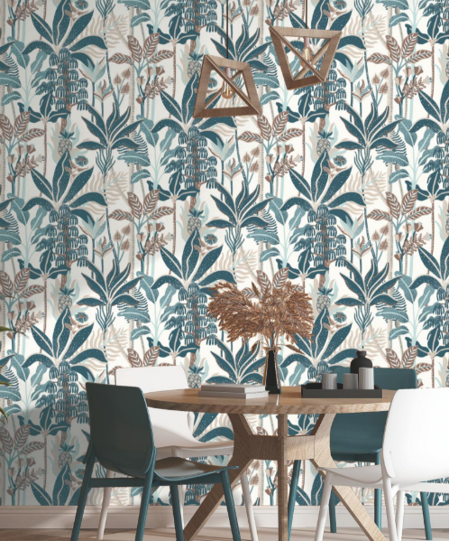 Tropical Palm and Pineapple Botanical Pattern Wallpaper Glue -Adhesive