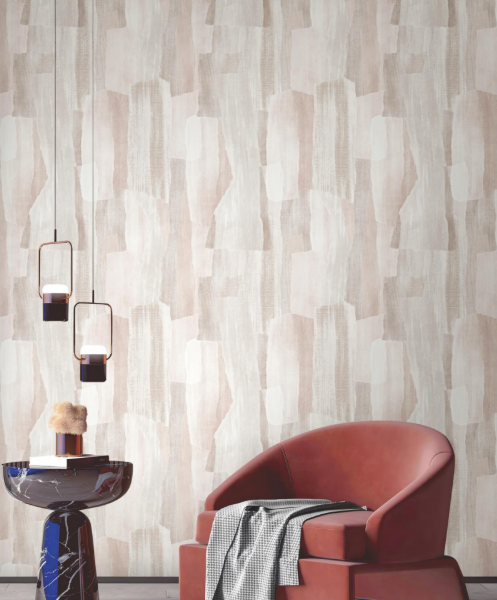 Ethereal Textured Abstract Collage Wallpaper – Soft Blush and Sand Geometric Tones Glue -Adhesive