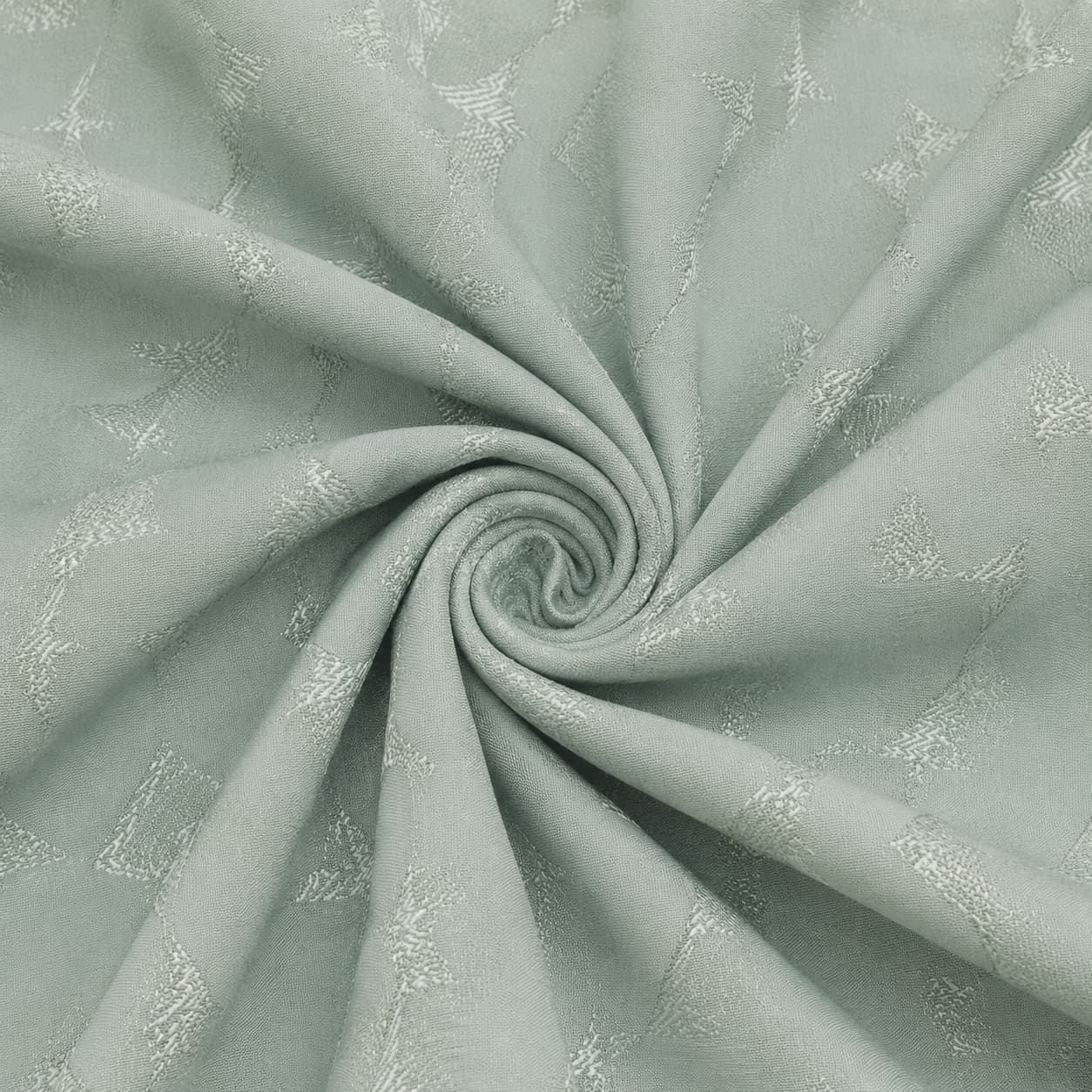 Premium Unstitched Curtain Fabric Material with Sage Green Textured Jacquard Geometric Butterfly Patterns for Custom Luxury Window Drapes