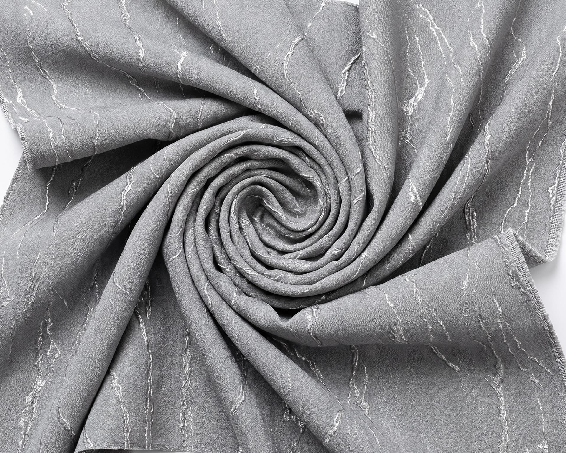 Premium Unstitched Curtain Fabric Material with Luxury Shimmering Silver Vein Marble Textures for Custom Slate Grey Window Drapes