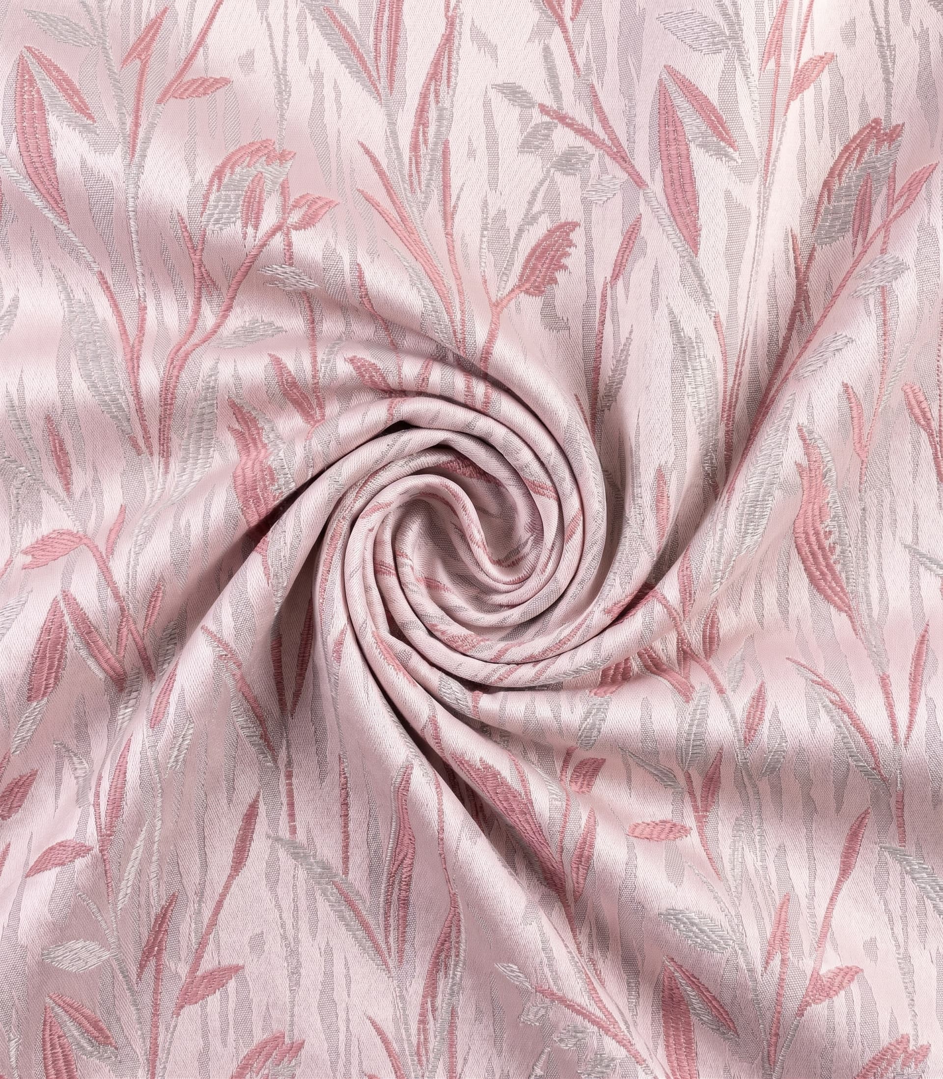 Luxury Botanical Reed Jacquard Drapery Fabric – Premium Textured Blush Pink and Silver Sage Meadow Leaf Pattern Material for High-End Custom Curtains & Upholstery (Includes Free Design Consultation & Swatch Service)