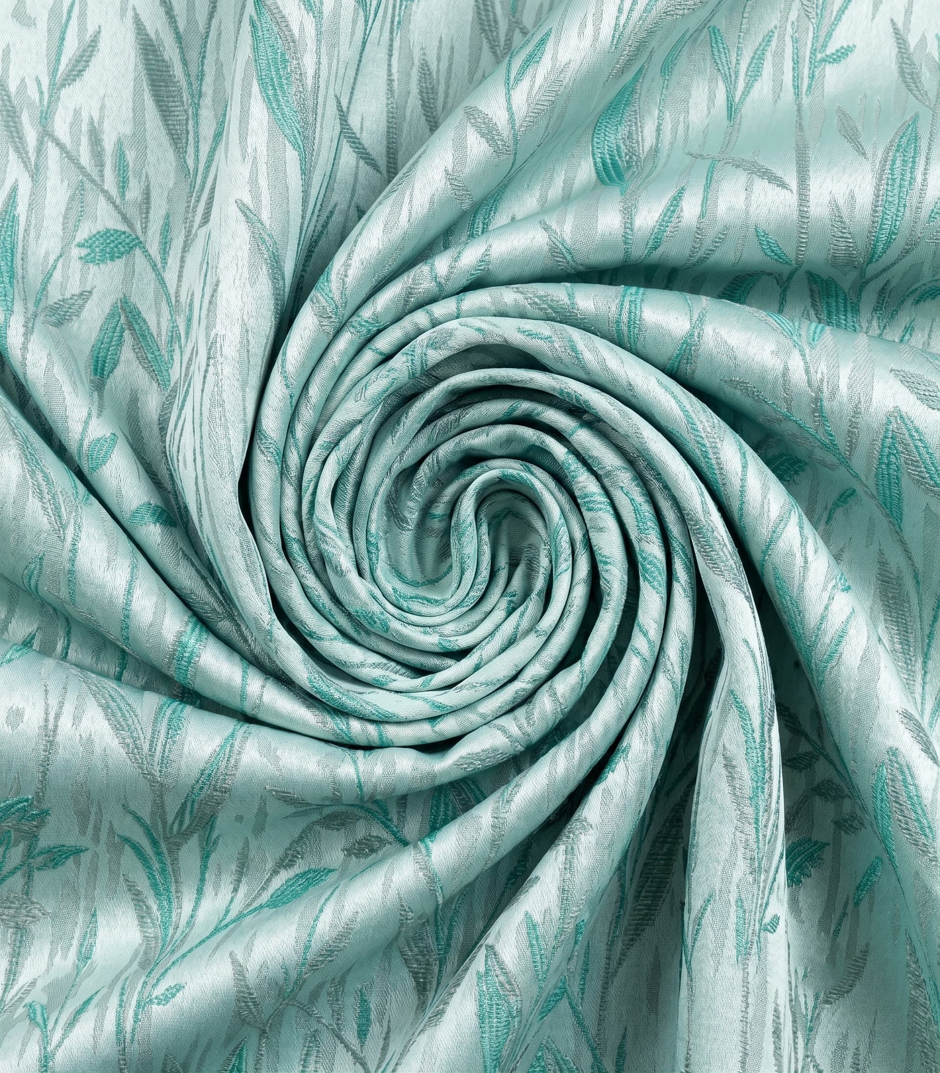 Luxury Botanical Reed Jacquard Drapery Fabric – Premium Textured Mint Sage and Seafoam Meadow Leaf Pattern Material for High-End Custom Curtains & Upholstery (Includes Free Design Consultation & Swatch Service)