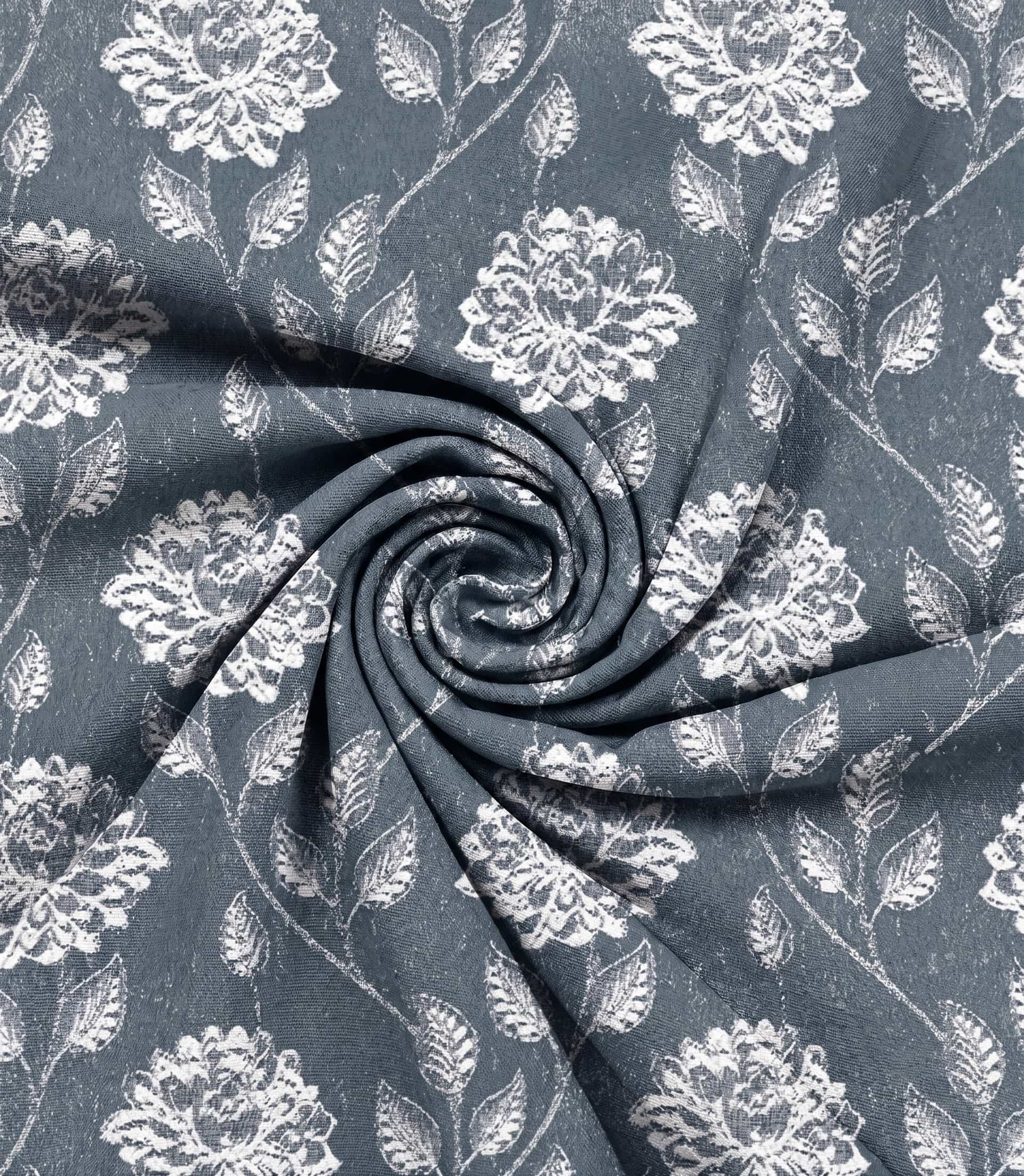 Premium Slate Blue Vintage Floral Linen Curtain Fabric – Custom Tailored Luxury Drapes with Free In-Home Design Consultation and Full Professional Installation Services