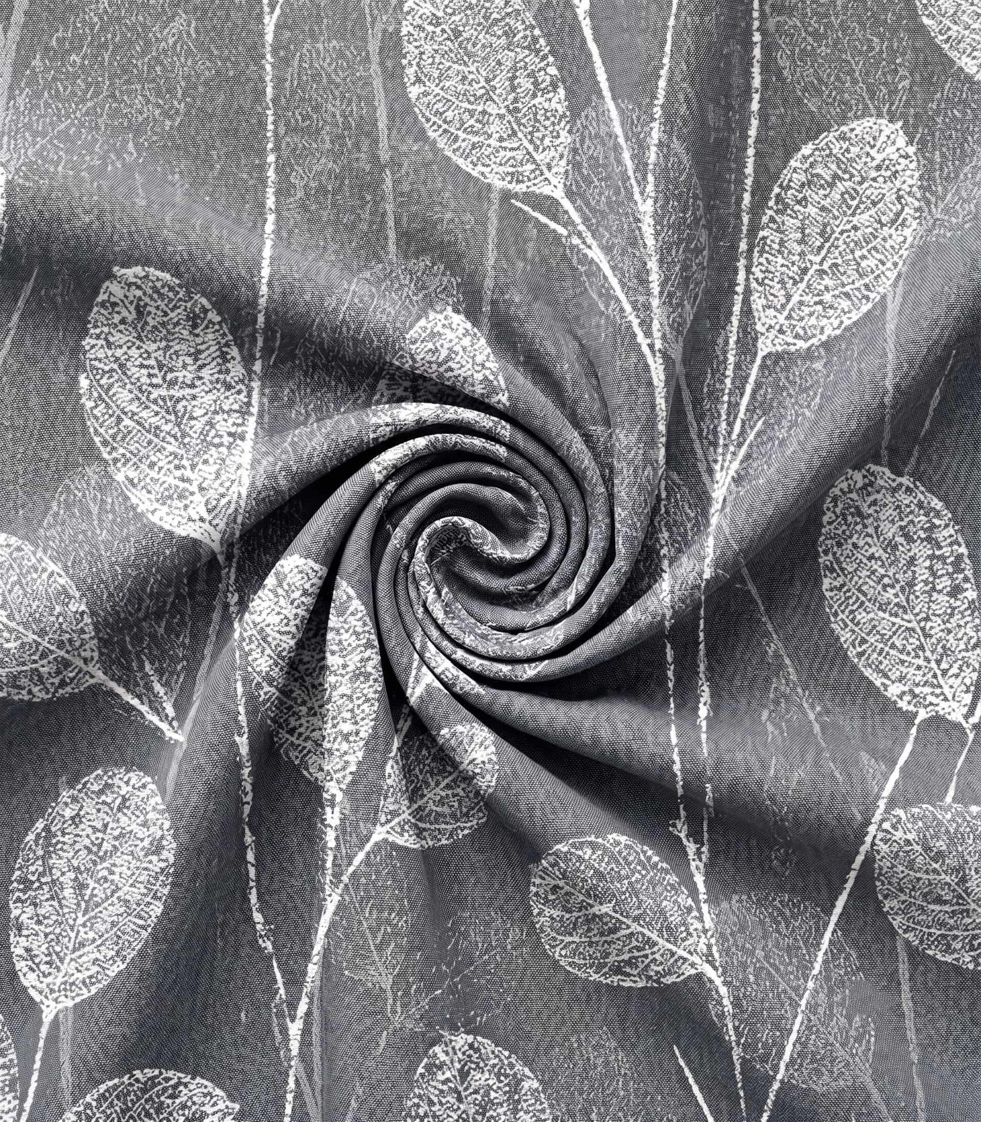 Premium Charcoal Gray Autumn Leaf Linen Curtain Fabric – Custom Tailored Window Drapes with Free In-Home Design Consultation and Professional Installation Services
