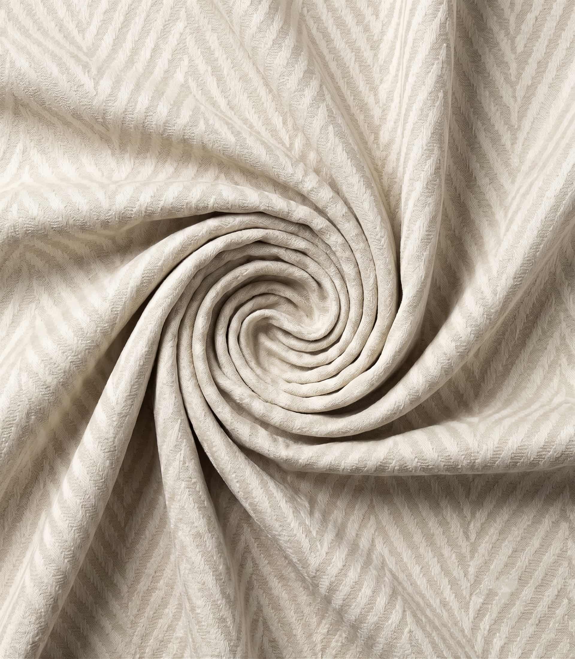 Premium Cream Ivory Chevron Geometric Textured Linen Curtain Fabric – Custom Tailored Window Drapes with Free In-Home Design Consultation and Full Installation Services