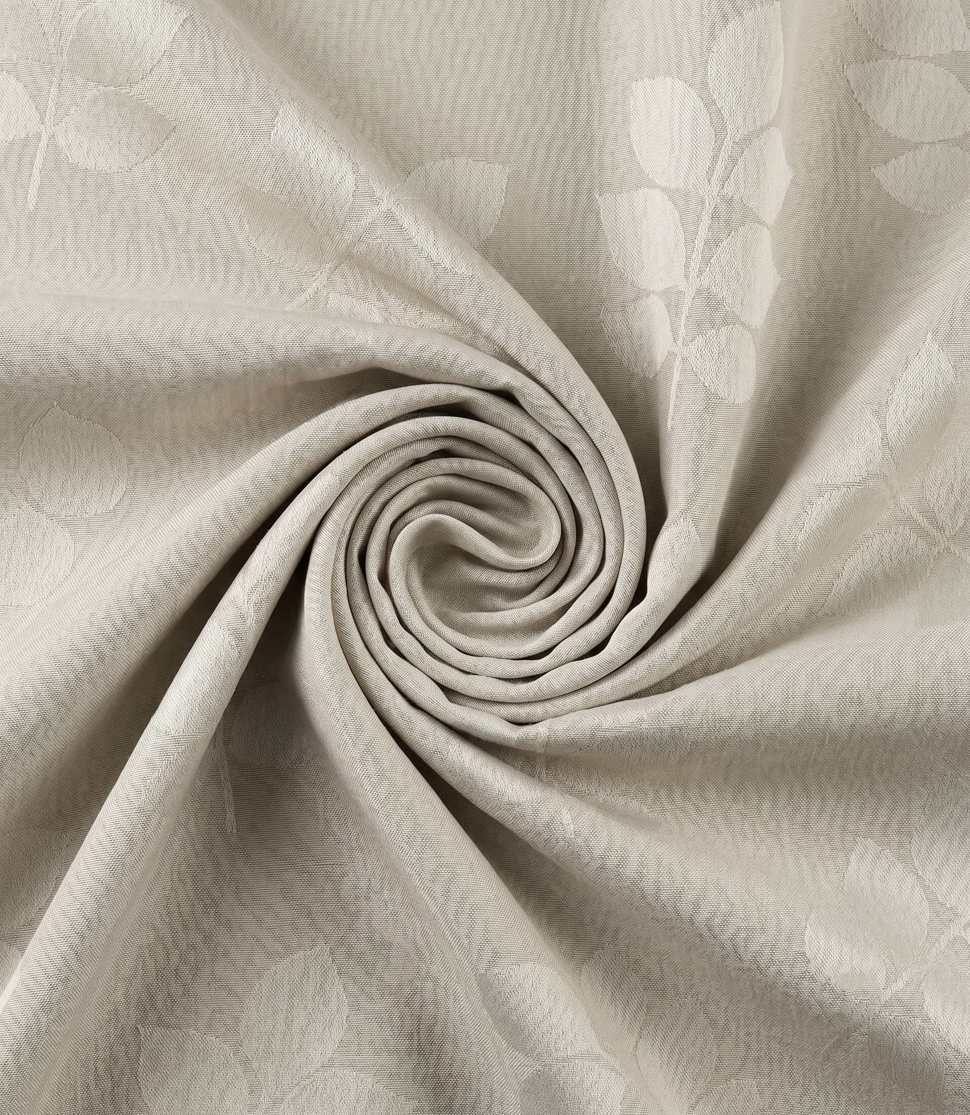 Premium Champagne Cream Embossed Leaf Linen Curtain Fabric – Custom Made Window Drapes with Free In-Home Design Consultation and Full Installation Services