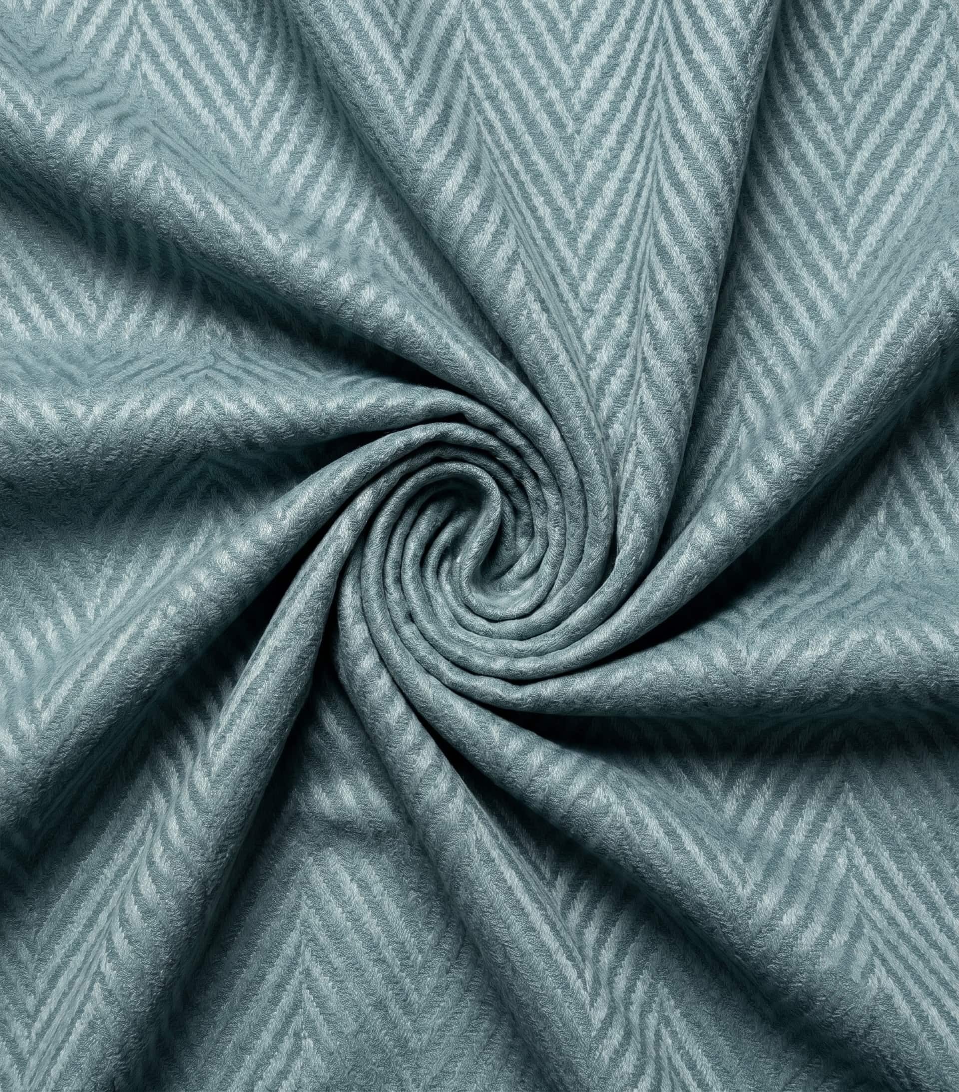 Premium Slate Blue Chevron Geometric Textured Linen Curtain Fabric – Custom Tailored Window Drapes with Free In-Home Design Consultation and Full Professional Installation Services