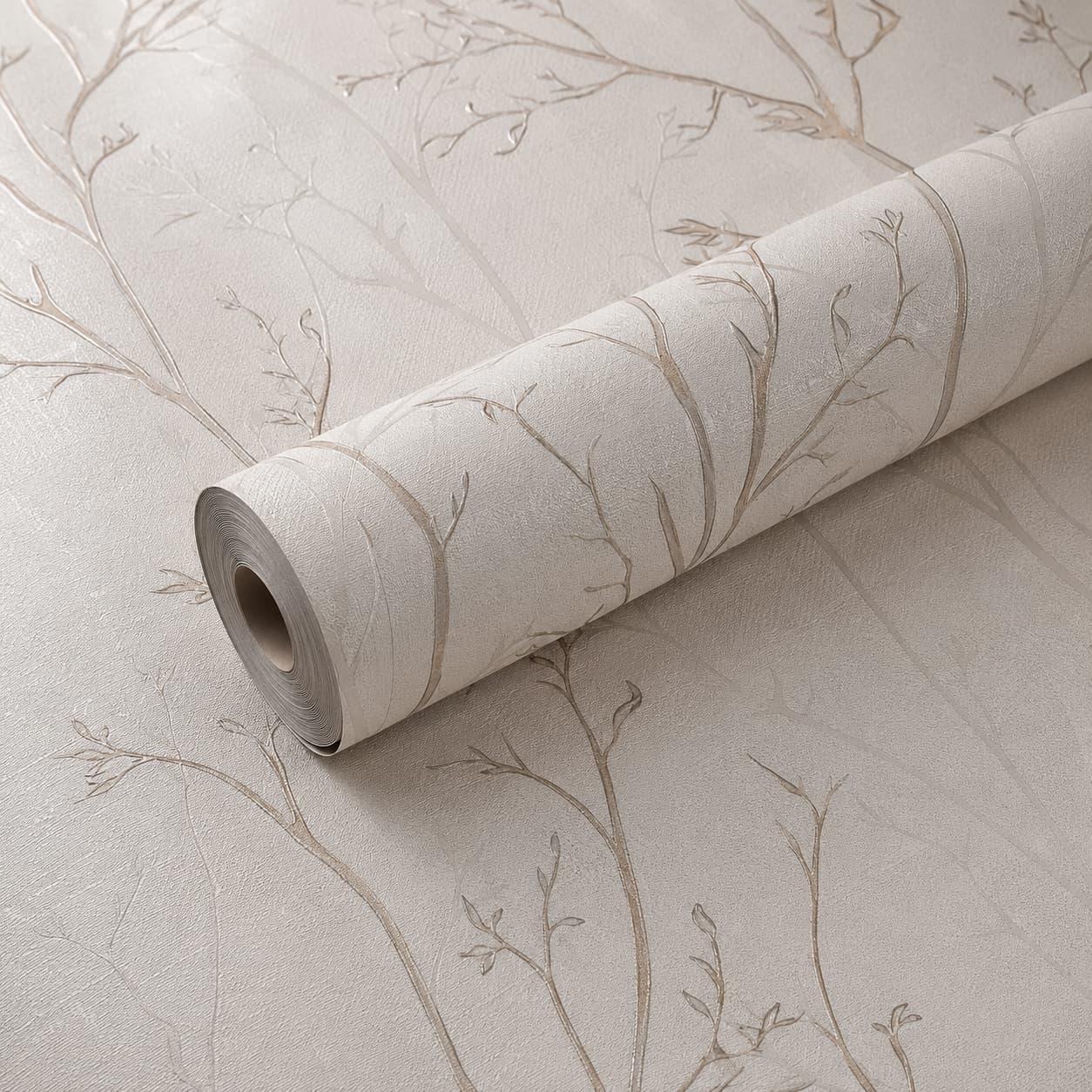 Premium Ivory Minimalist Tree Branch Wallpaper | Luxury Neutral Nature-Inspired Designer Wall Covering for Living Room, Bedroom, Hotel, Office & Modern Interior Décor with Free Consultation & Installation