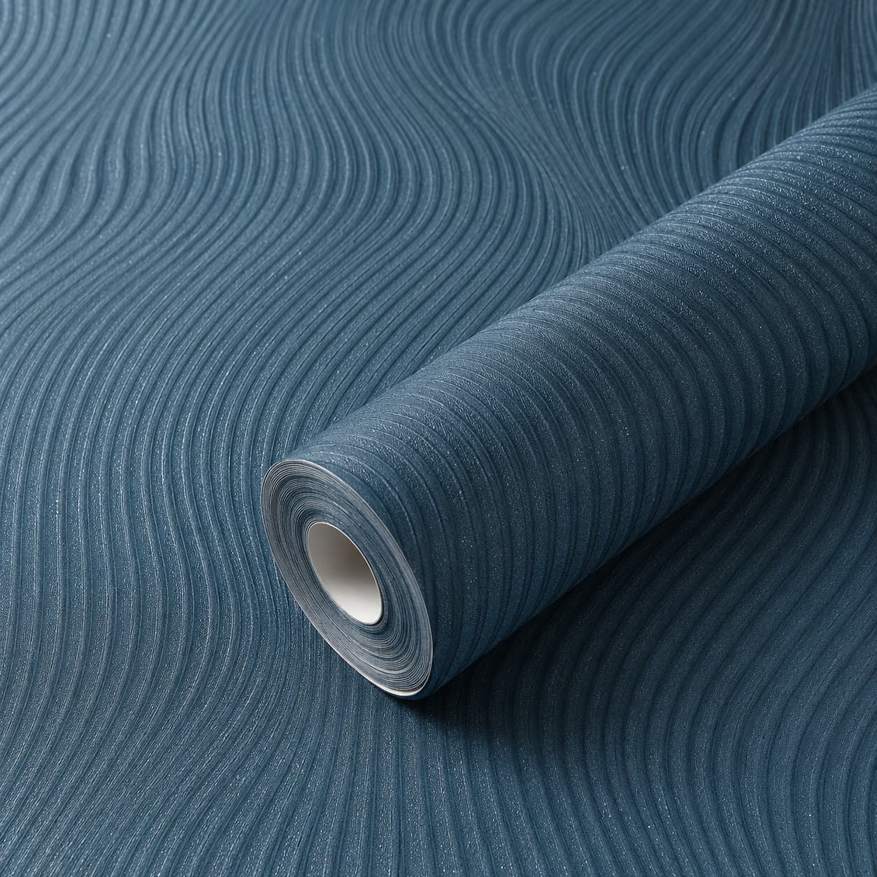 Premium 3D Wave Texture Navy Blue Embossed Wallpaper | Modern Luxury Textured Wall Covering for Living Room, Bedroom, Office & Feature Walls