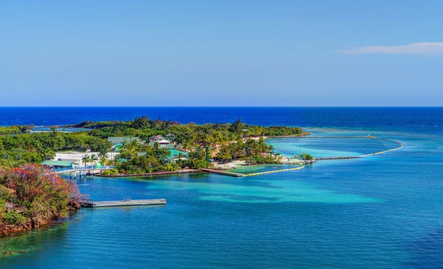 Isla Tropicale (formerly Mahogany Bay) cruise port from above