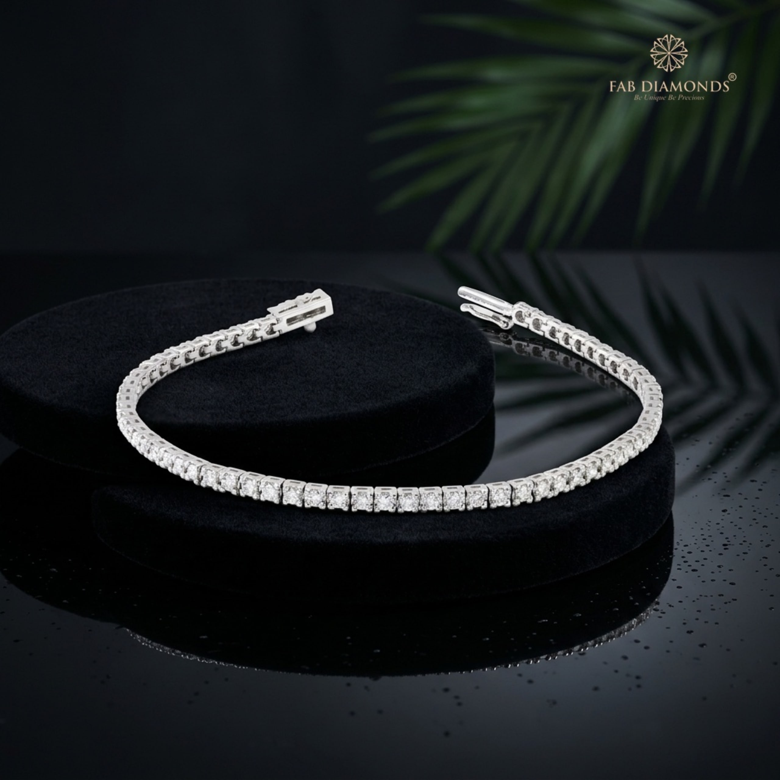 A classic 18KT white gold tennis bracelet with 65 round brilliant diamonds
