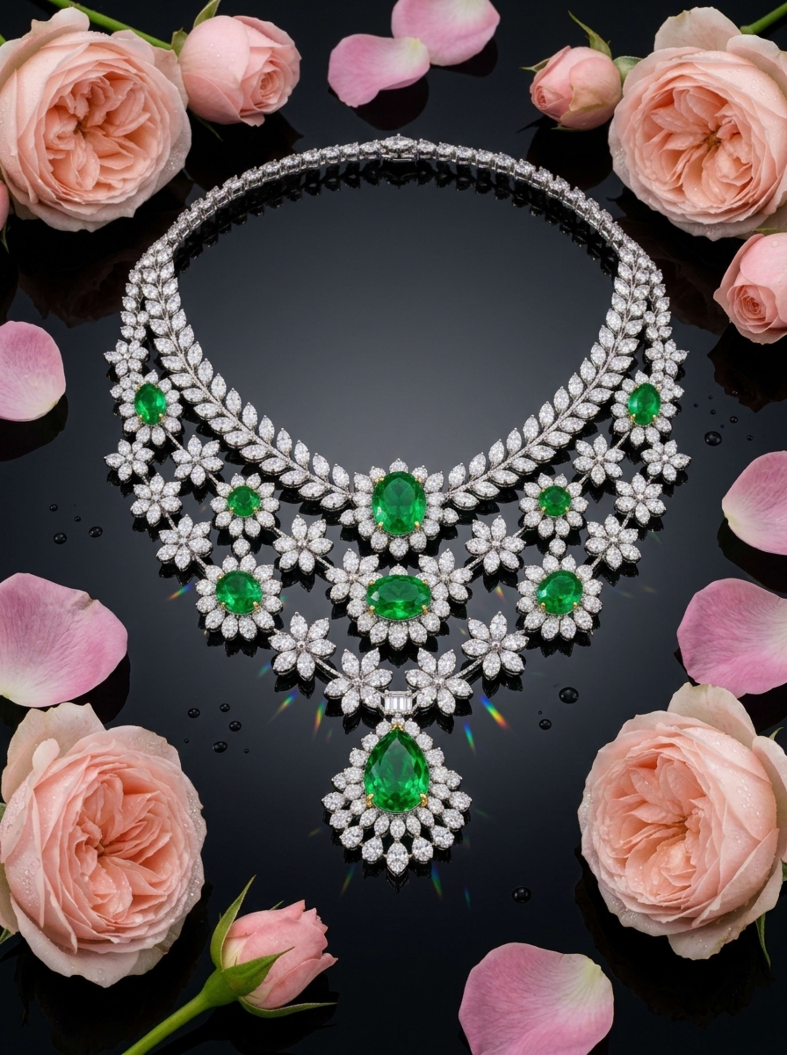 The Fairy Tale Imperial Emerald & Diamond Floral Collar