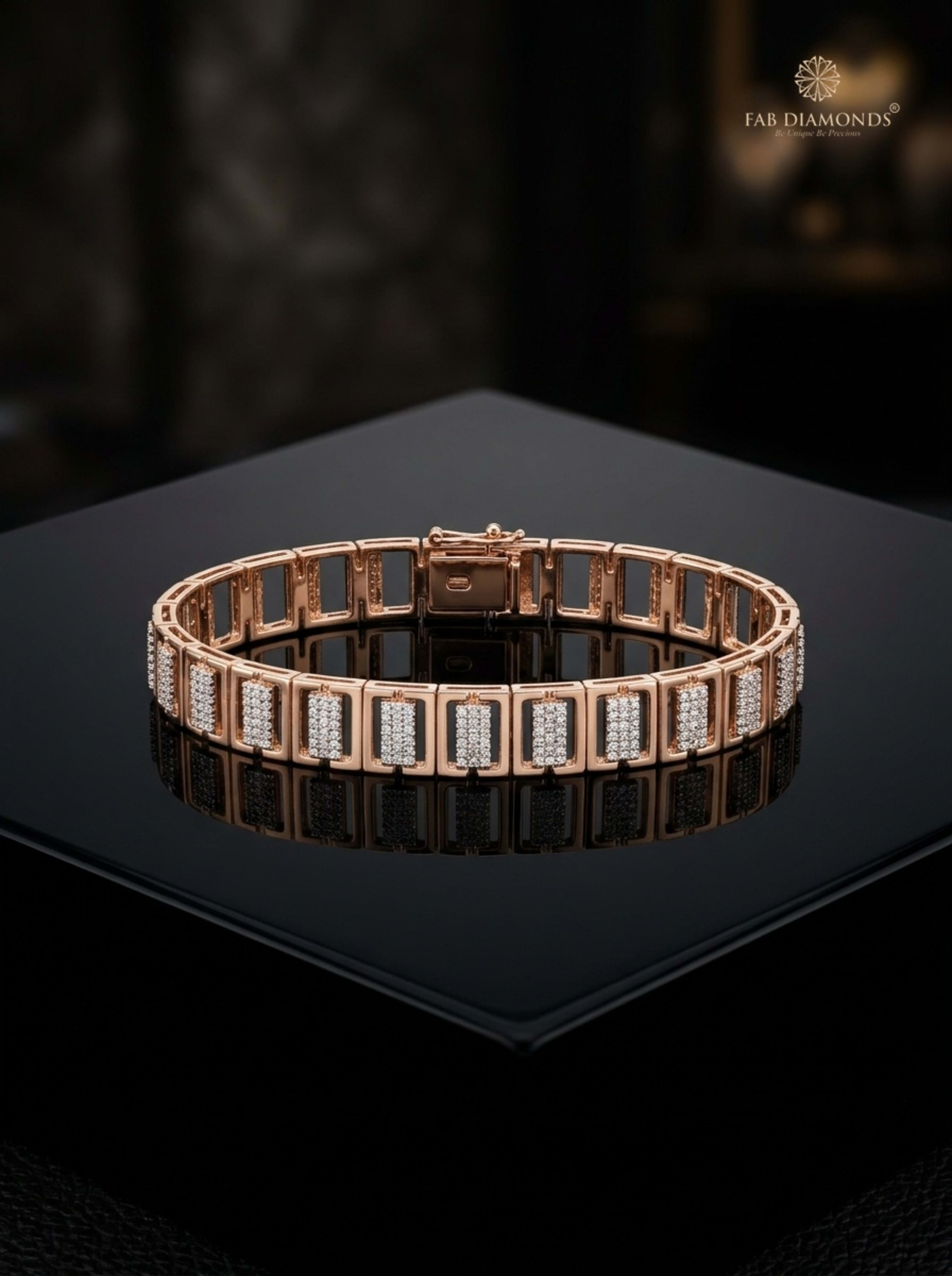 Aarav Openwork Geometric Diamond Link Bracelet on atelier display