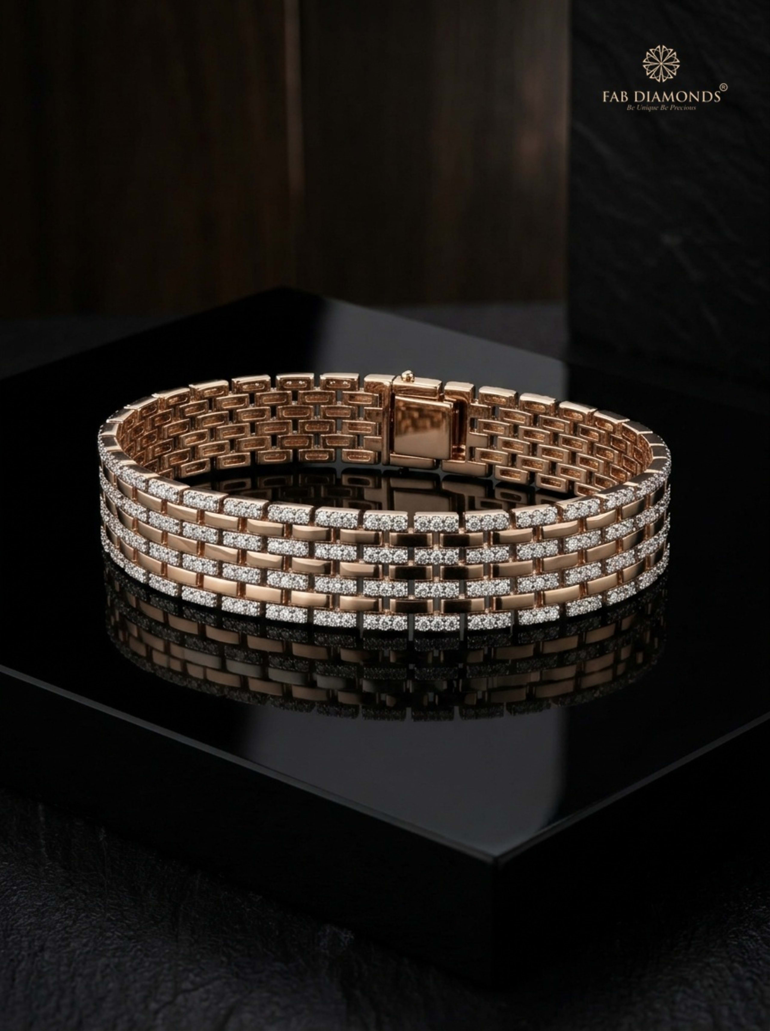 Rohan Grid-Pavé Architectural Diamond Bracelet on velvet ground