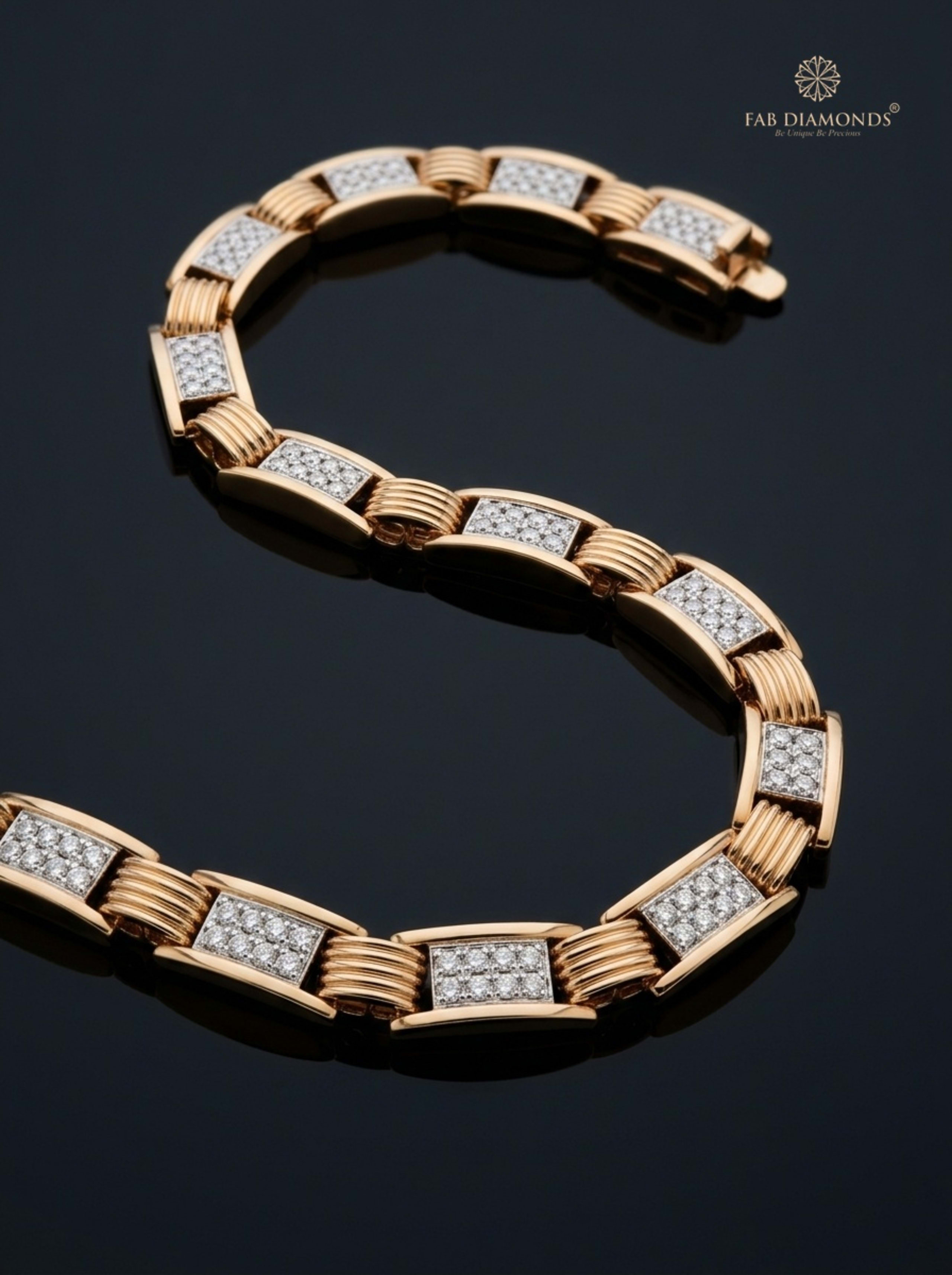 Vikram Beveled Diamond Bar Link Bracelet on velvet mount