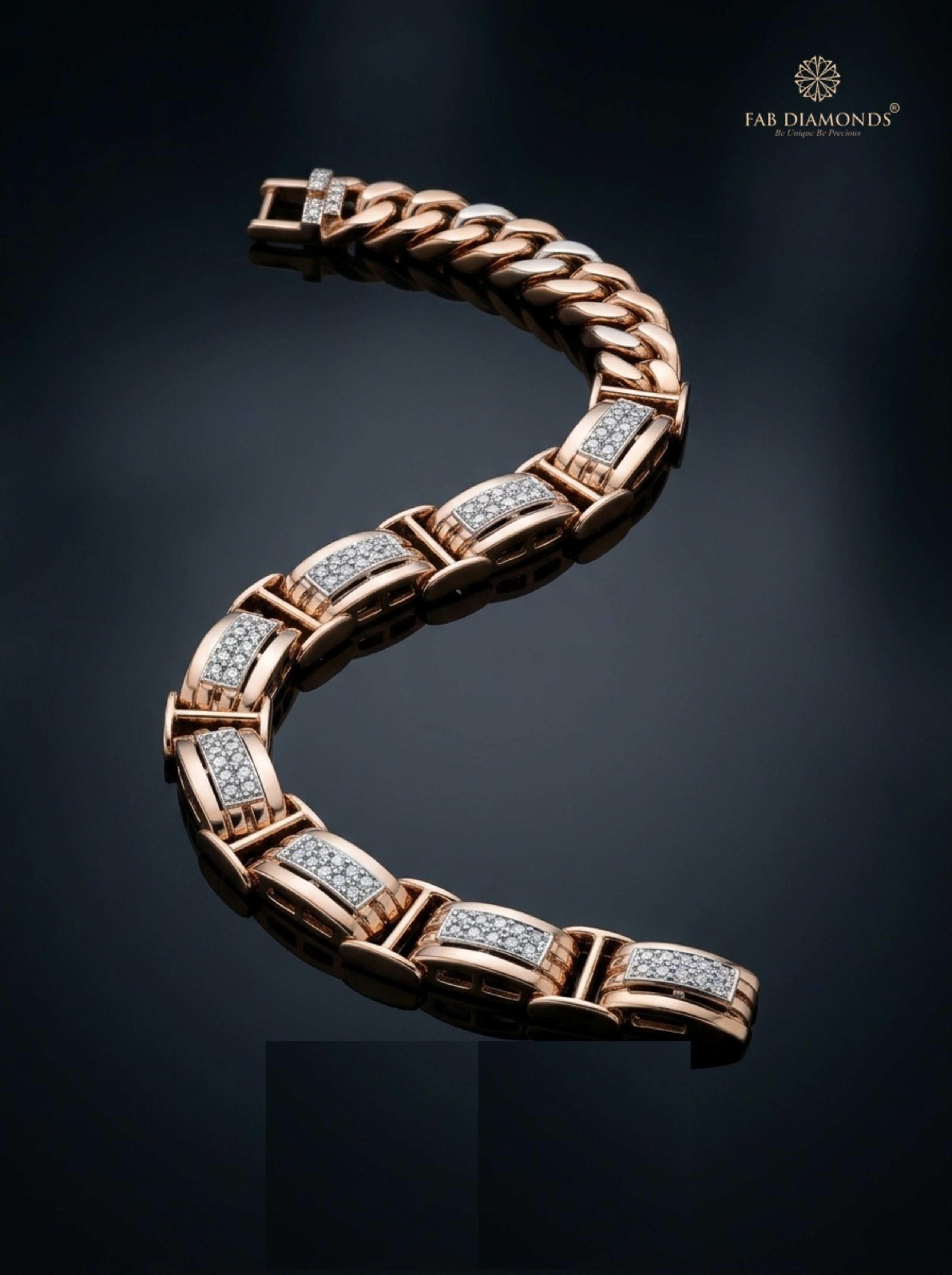 Aditya Sculpted Curb Diamond Bracelet on velvet mount